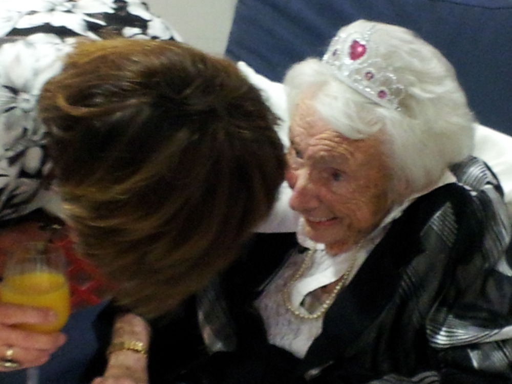 Marge Glucina enjoying her 100th birthday party