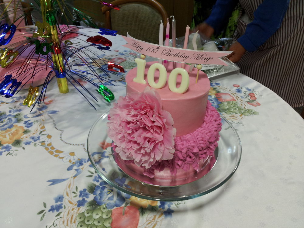 Marge Glucina 100th birthday cake