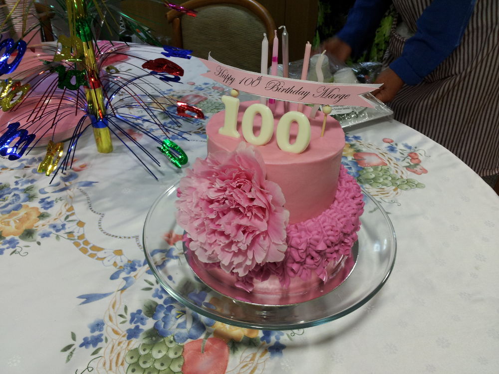 Marge Glucina 100th birthday cake