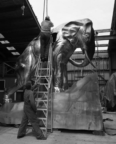 Silicon bronze cast elephant sculpture
